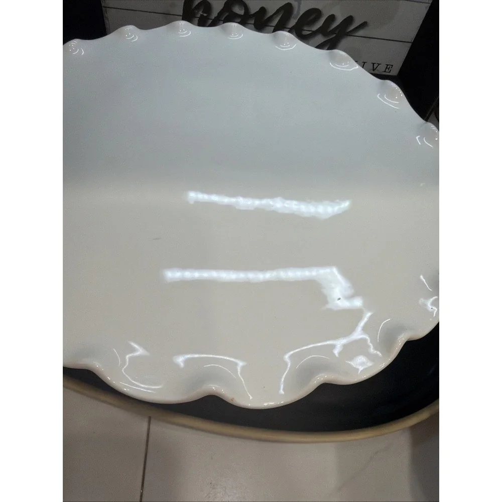 Williams Sonoma White Ceramic Round Glossy Cake Stands Set of 2 Made in Italy